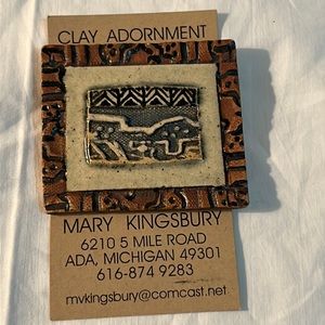 Clay Adornment Jewelry by Mary Kingsbury Artisan Handmade Pin Brooch Earth-tones